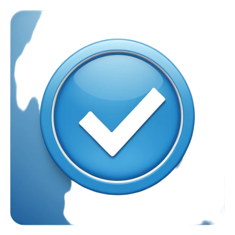 A white right ✔tick symbol on blue circle similar to verified badge sticker