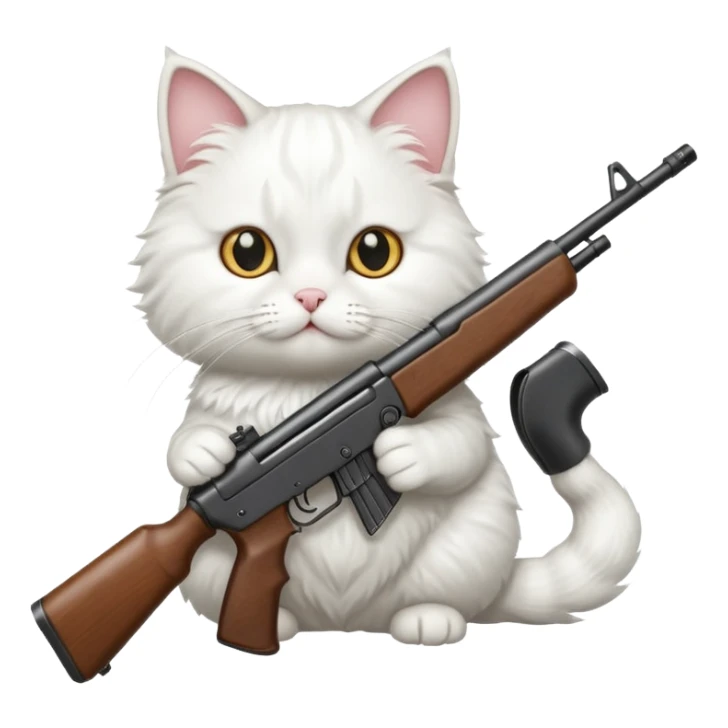 White Cat shooting a rifle sticker