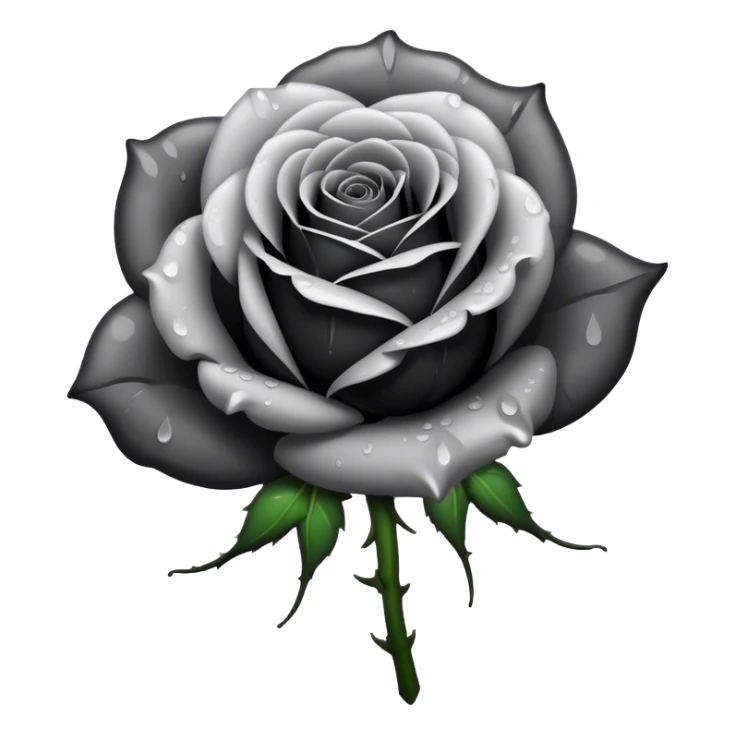 black rose greyscale colors, red blood droplets sticker