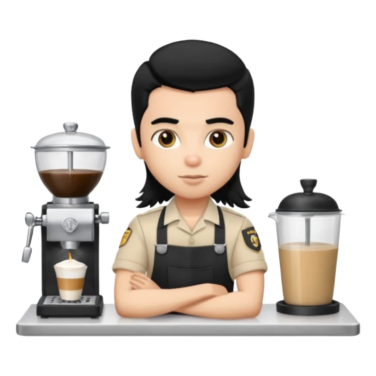 a pretty bratz barista. black hair. male sticker