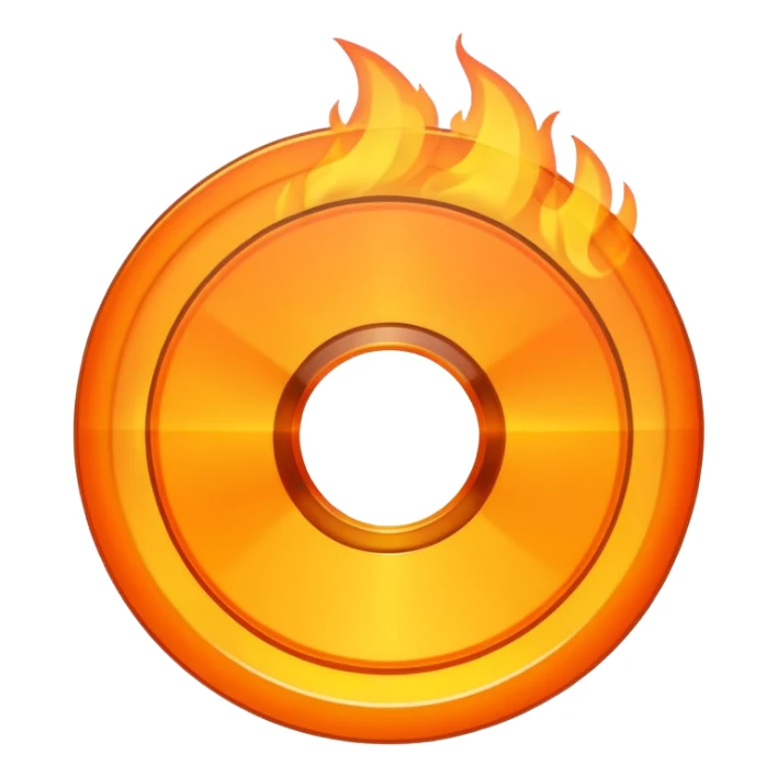 A minimalist CD disc with a subtle fire design, emoji style. sticker