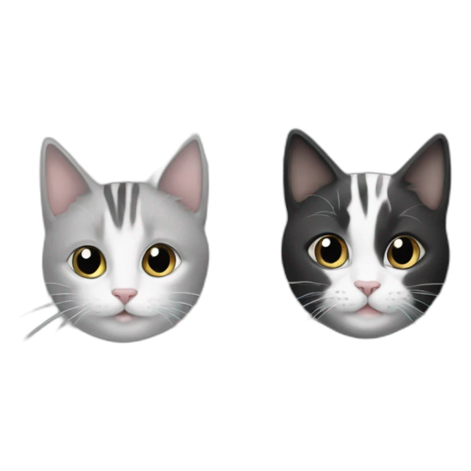 A heart with 2 cats in it : a black one and a grey and white stripped one sticker