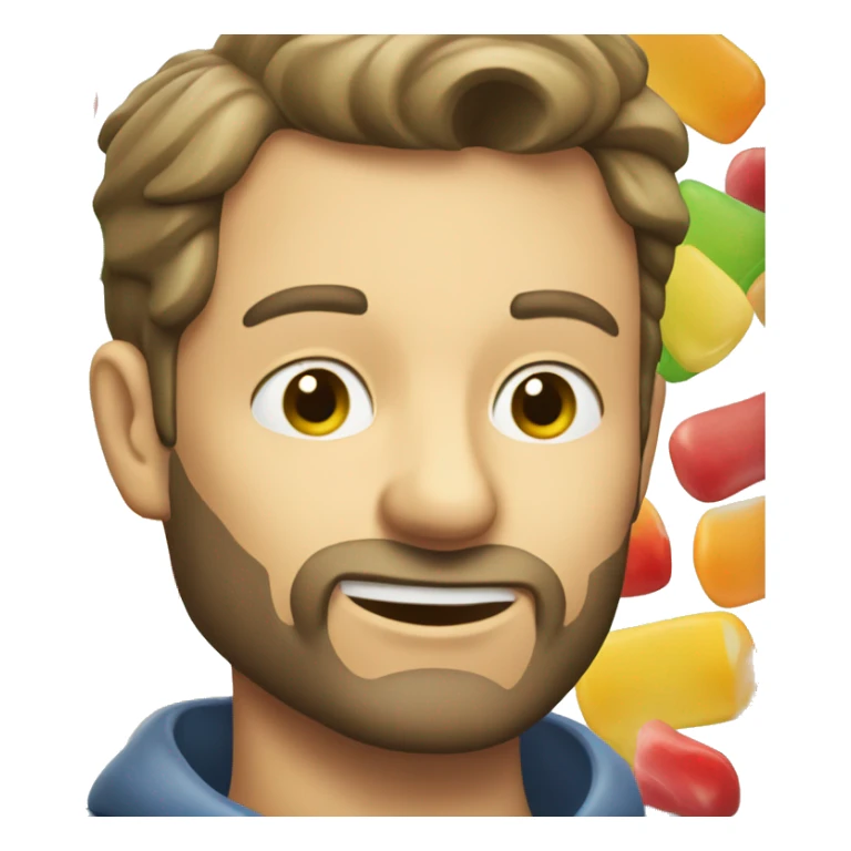 A Caucasian man eating gummies sticker