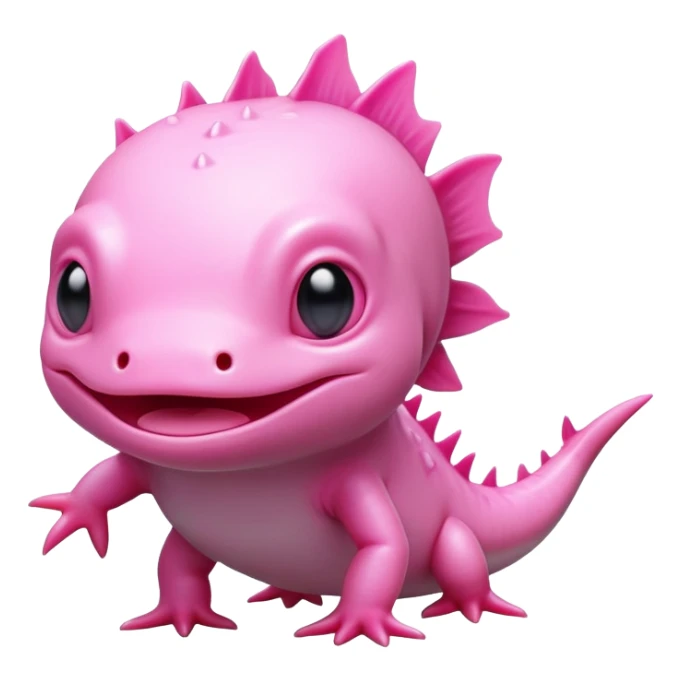 cinematic-[axolotl]-realistic-full-body-standing-emoji,-head-tilted-dramatically,-pink skin,-simplified-yet-realistic-focused-features,-highly-detailed,-glowing-with-an-almost-sarcastic-glow sticker