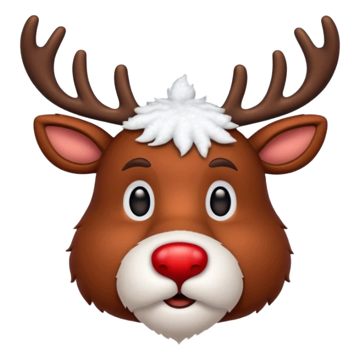 Rudolph red nosed reindeer with snow on its head and nose sticker