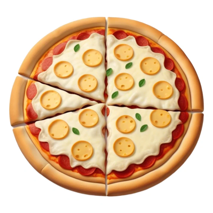 pizza with a lot of cheese and with camambert sticker