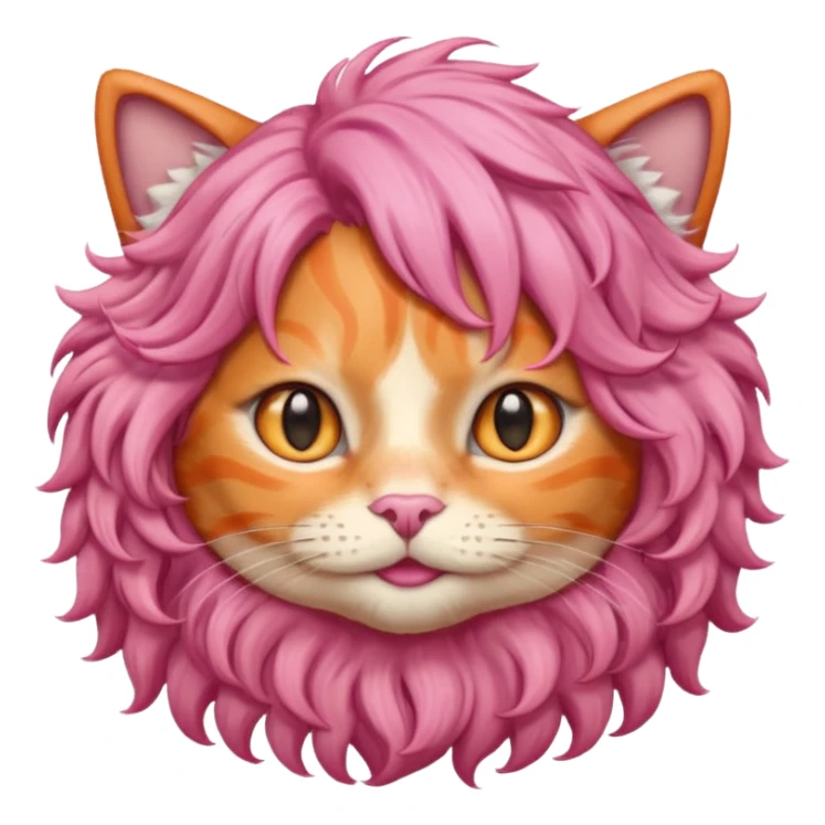 Orange cat wearing pink curly wig  sticker
