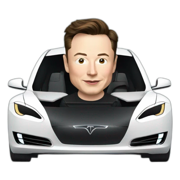 elon musk in a Tesla car sticker