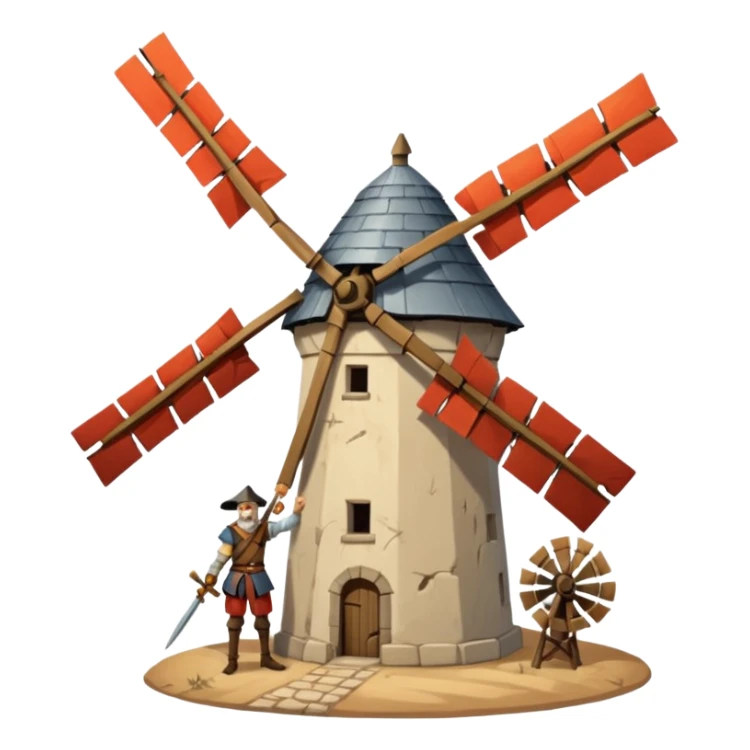 Don quixote windmill fight sticker