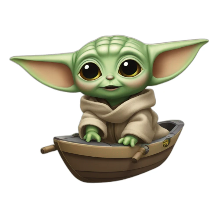 BABY YODA FLYING BY SHIP sticker