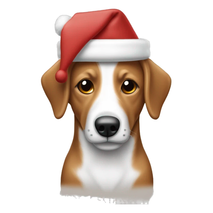 Perro salchicha color café claro y blanco con gorro de navidad  sticker