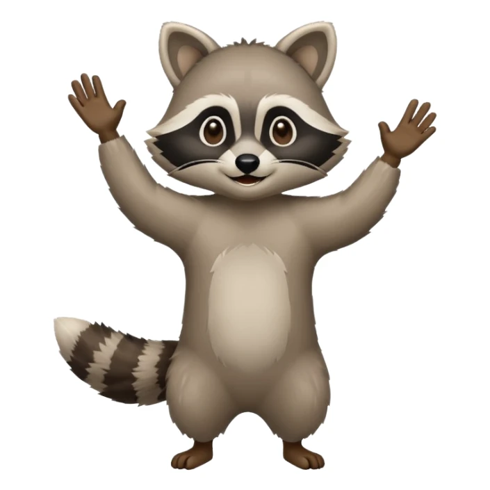 a full body raccoon celebrating hands up  sticker