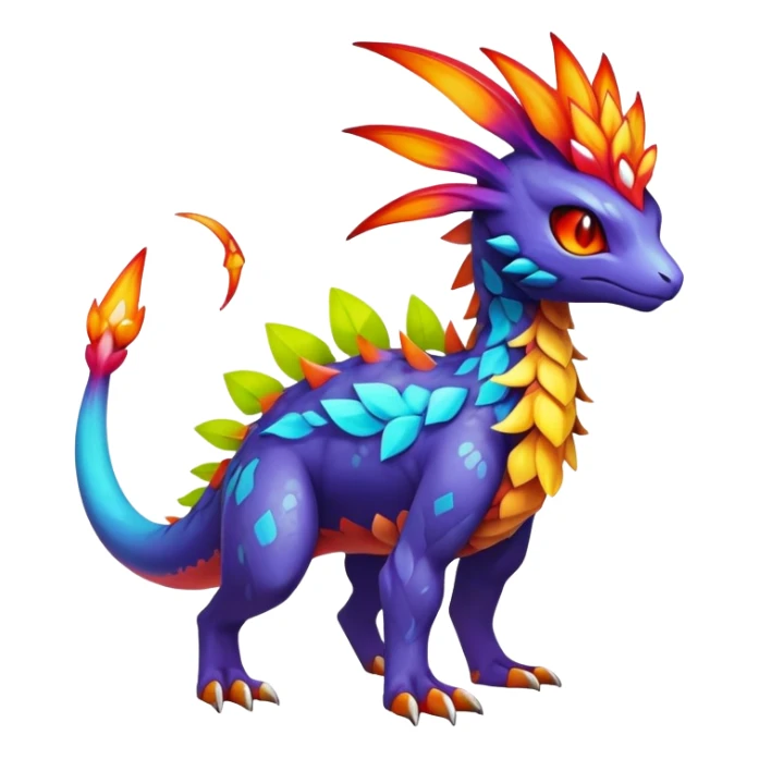 Elemental Exotic Colorful Fantasy Pokémon-Fakémon-hybrid-creature (full body) sticker