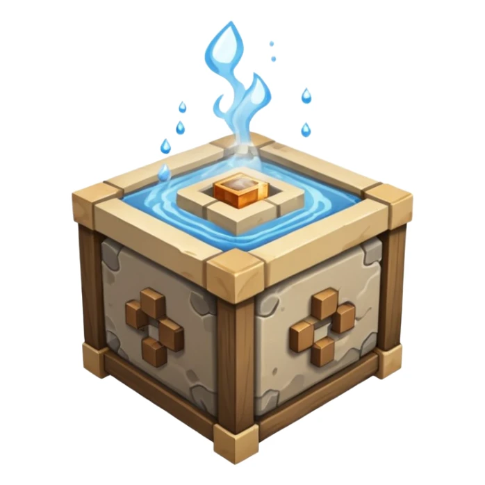 crafting table with tools, stone, wood, glass, sand, steam, water... like a minecraft style cube crafting table 100% like a minecraft table crafting sticker