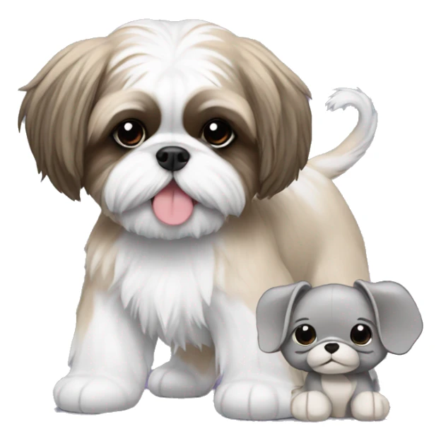 Shihtzu with elephant plushie sticker