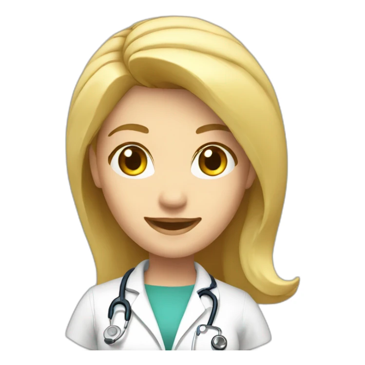 A blonde female doctor face, happy, oblique view sticker