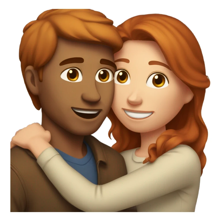 Redheaded woman and brown haired man cuddling by the fireplace sticker