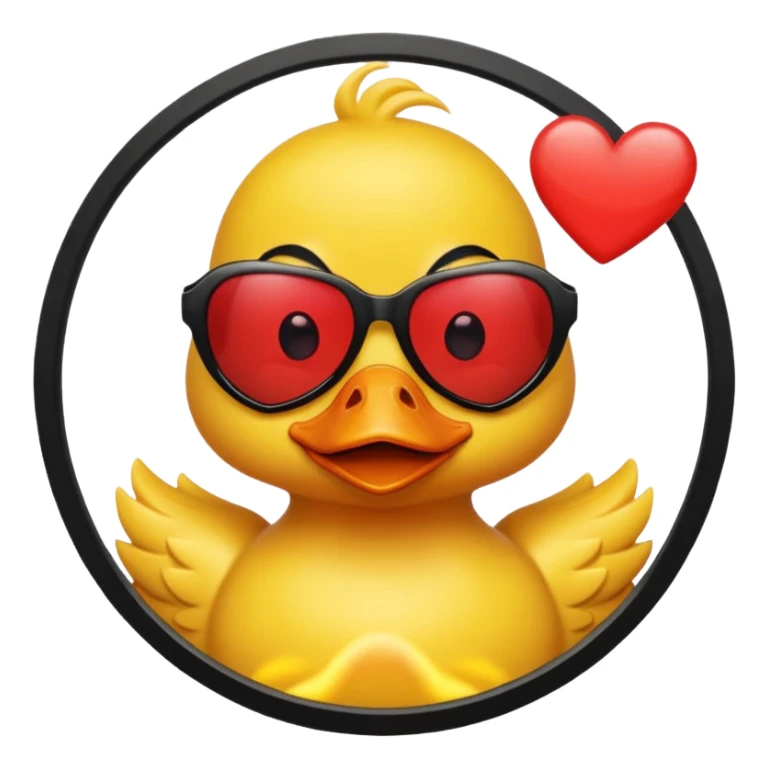 Make a frame emoji and inside it is a  yellow duck wearing red heart sunnies and the background is sky or anything blue make it like this 🌇 but what I described inside  sticker