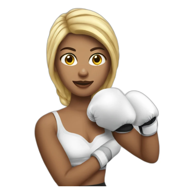 Emoji mujer branca con guantes de boxeo sticker