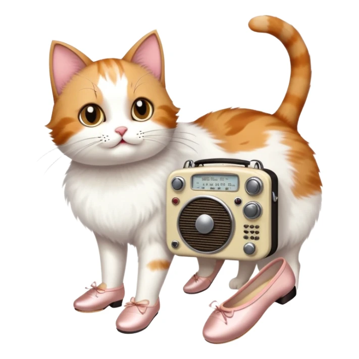 Cat with a radio wearing balletshoes sticker