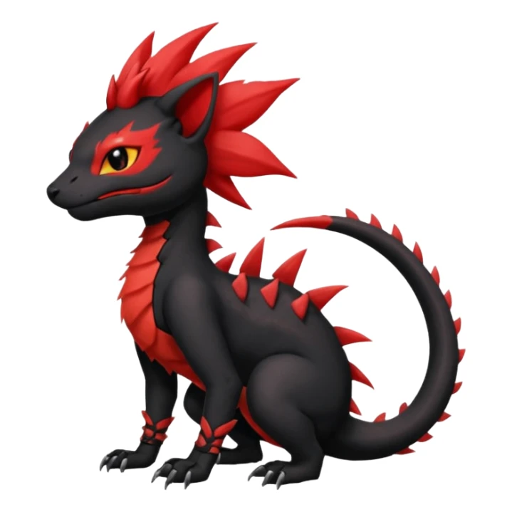 Shiny cool Fiery gothic evil black and red salandit-Liten-torracat with a red Mohawk  sticker