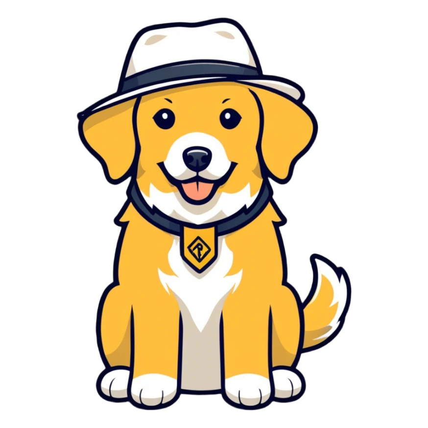 golden retriever wearing a hat  sticker