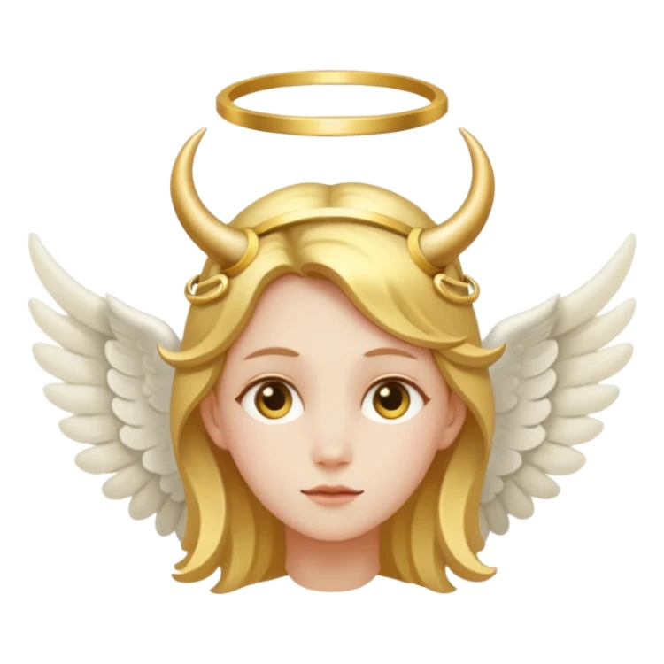 Angel with horns no wings and ring above head  sticker