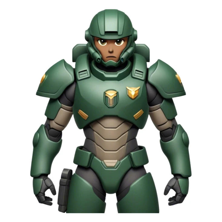 Cinematic Realistic StarCraft Terran Marine Portrait, captured in a dynamic, battle-ready stance, with every muscle defined beneath intricately detailed tactical armor in consistent dark green and grey. His steely eyes and resolute posture, rendered with dynamic, high-contrast lighting, exude raw power and relentless focus, high shine, evoking the epic spirit of a Terran Marine in combat. sticker