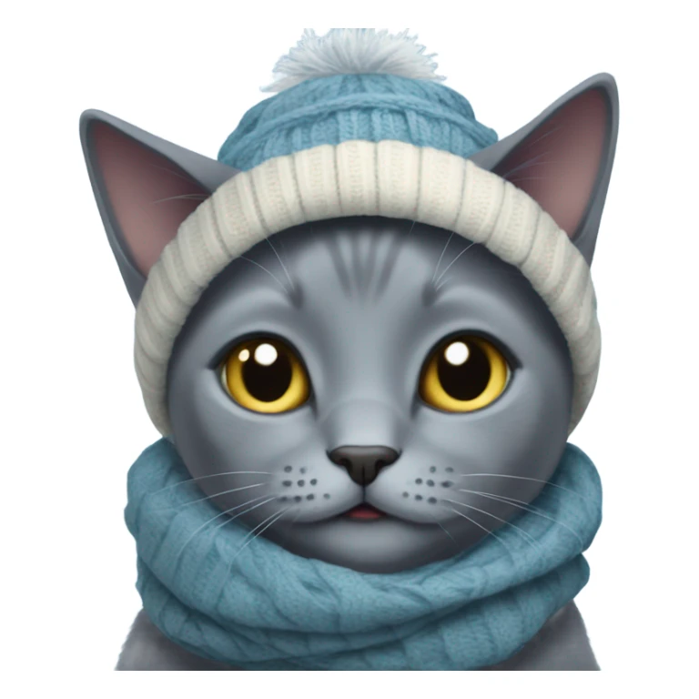 Russian blue cat with winter scarf sticker