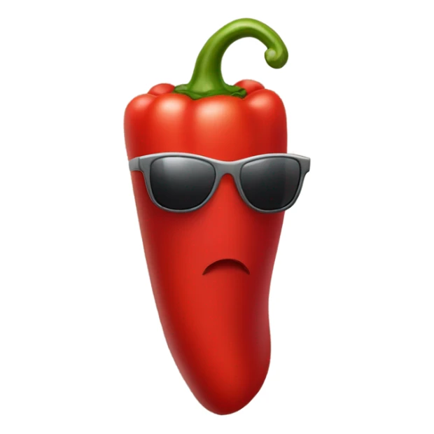 Red pepper with Mantel and sunglasses and necklace sticker