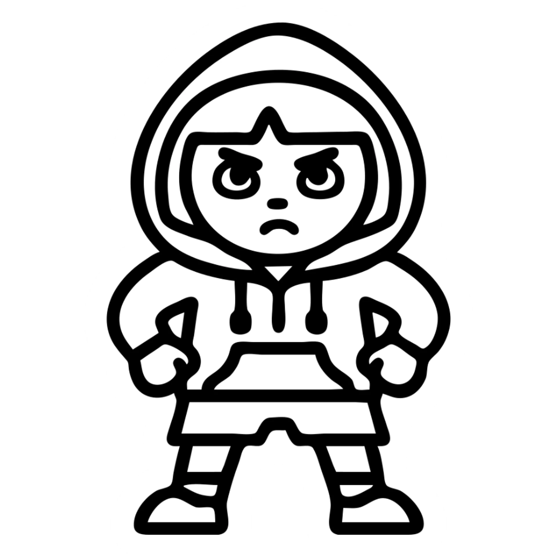 Dora the Explorer as a thug, outlined icon style, hoodie, bold stance sticker