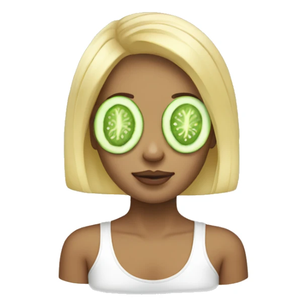Blonde girl with cucumbers on eyes sticker