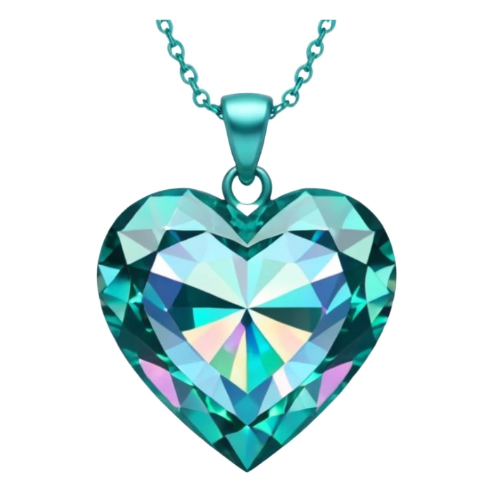 teal diamond heart shaped pendant holographic sticker