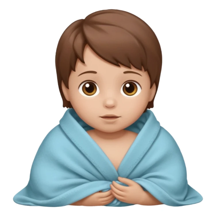 baby wrapped in blanket, redo same pictures but with brown hair sticker