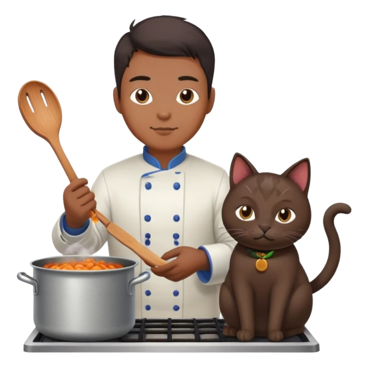Asian man cooking cat in a pot  sticker