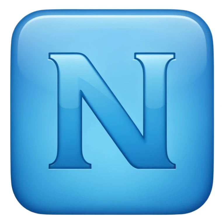 capital letter "N" printed in blue square in middle sticker