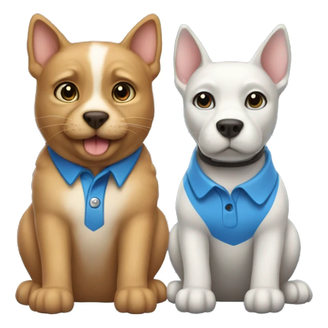 cat and a dog together both wearing polos that are blue  sticker