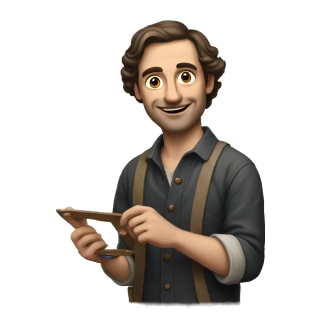 European artist man holding a palette sticker