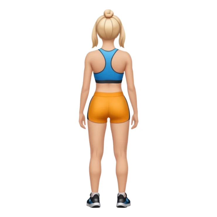 sporty woman cartoon emoji style without cloths back view sticker