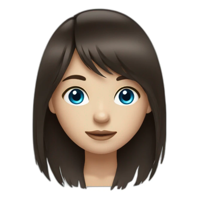 Dark brown long hair fringe girl with blue eyes sticker