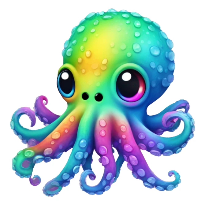 cute octopus animal, rainbow colors, neon, colorful, bright, sparkle sticker