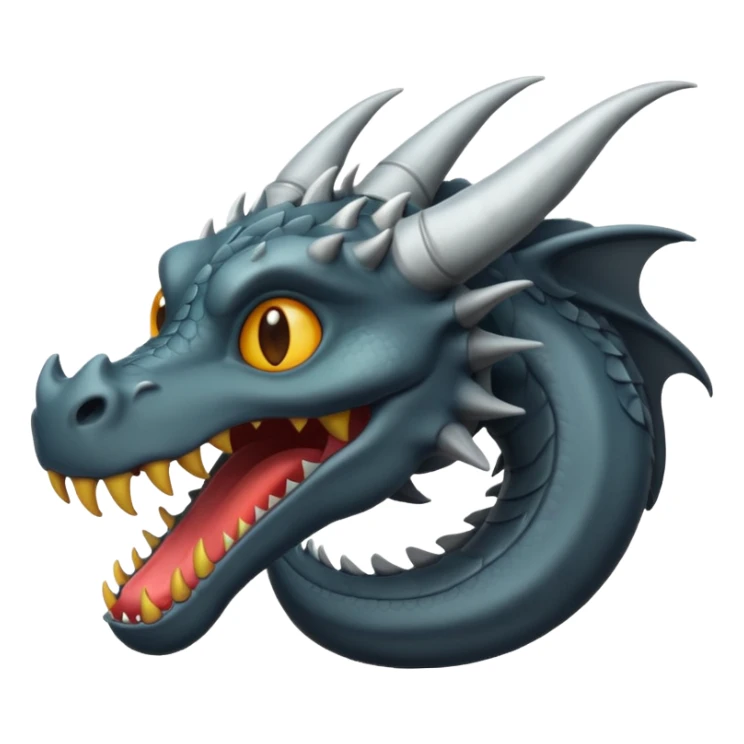 iOS style emoji, minimal dragon fang, dark fantasy object sticker