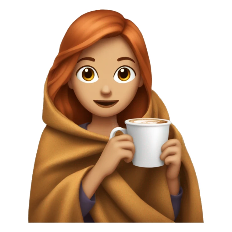 copper haired girl holding a coffee and reading a book under a blanket sticker
