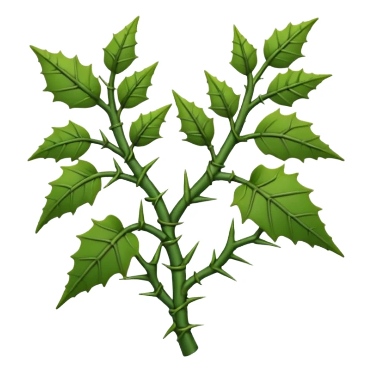 green vines with thorns sprouting design, 3D, extremely detailed, earthy color palette sticker