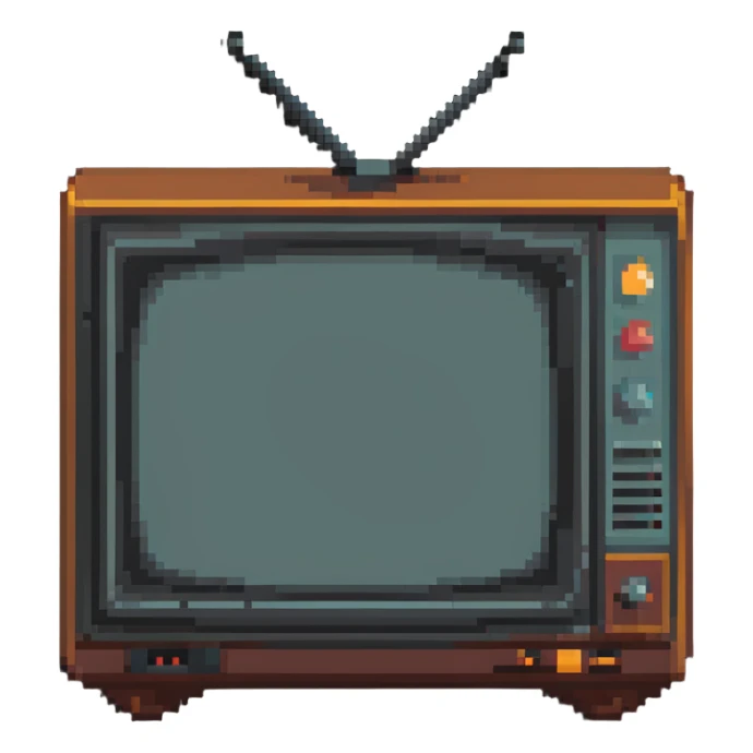 retro TV with static sticker