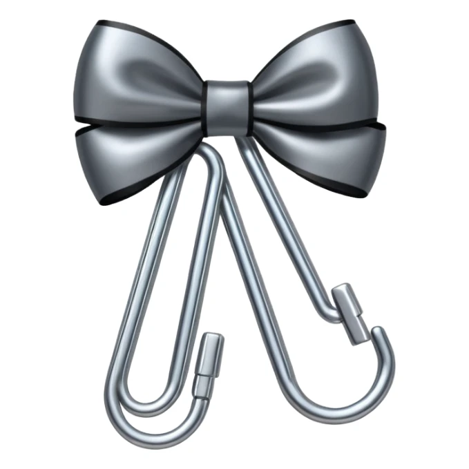 one silver paper clip with a black bow in the middle sticker