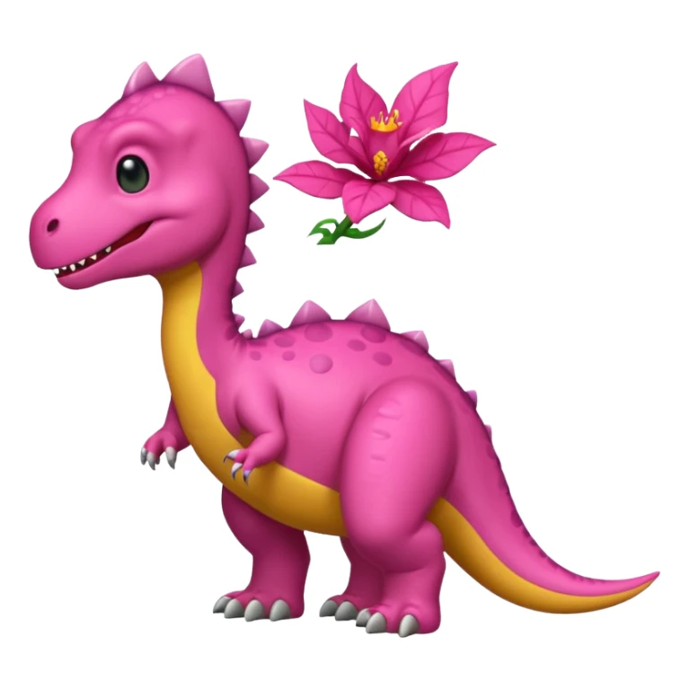 Crea un emoji de un dinosaurio de color rosa, que sea como este 🦖 sticker