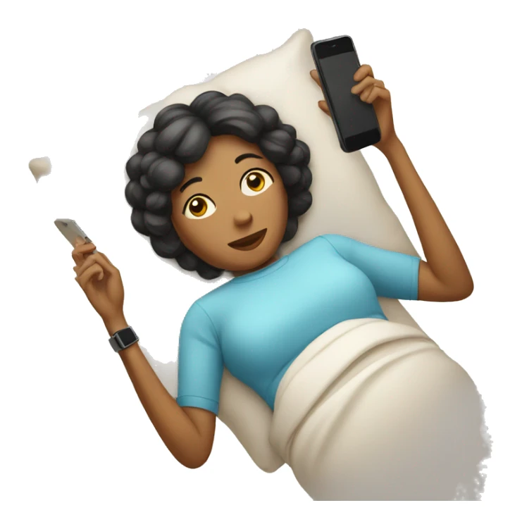 woman lying with a phone sticker