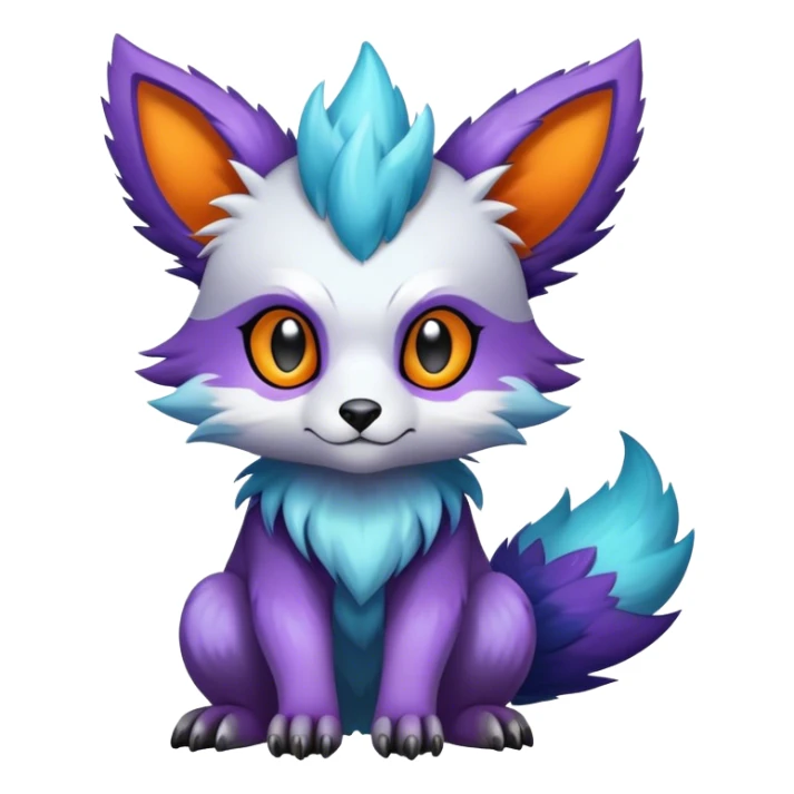 Cute cool edgy colorful fantasy animal hybrid Fakemon full body sticker