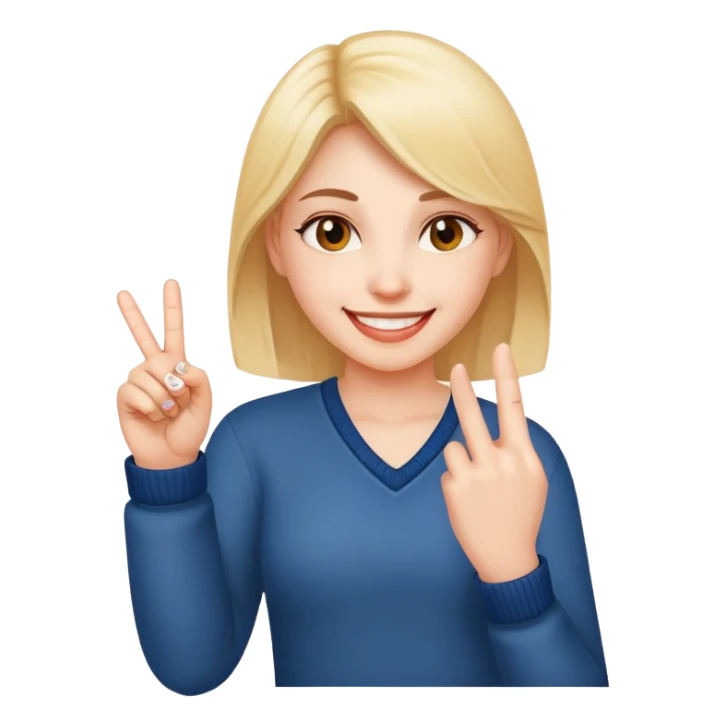 A girl smiling with a middle finger up sticker